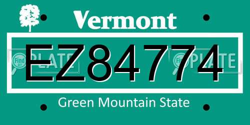 EZ84774 Vermont License Plate