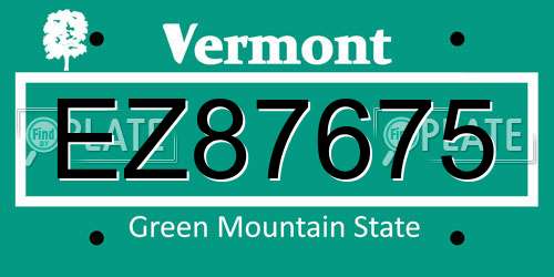 EZ87675 Vermont License Plate