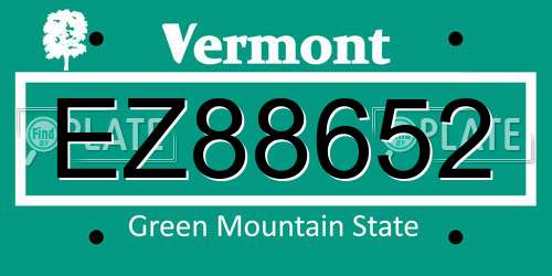 EZ88652 Vermont License Plate