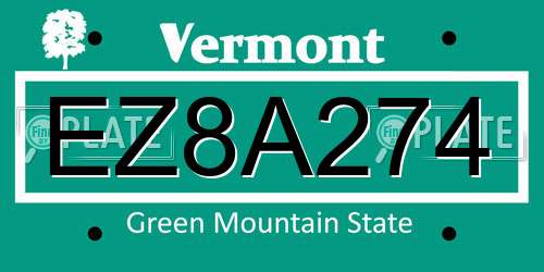 EZ8A274 Vermont License Plate