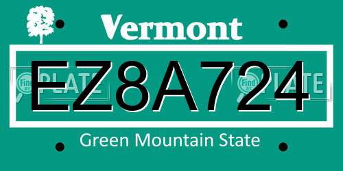 EZ8A724 Vermont License Plate