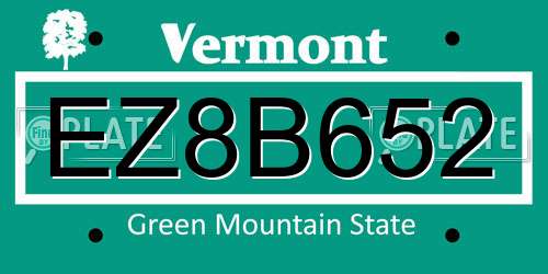 EZ8B652 Vermont License Plate