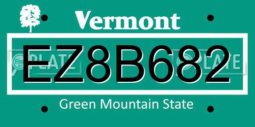 EZ8B682 Vermont License Plate