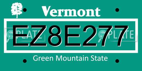 EZ8E277 Vermont License Plate
