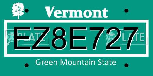 EZ8E727 Vermont License Plate