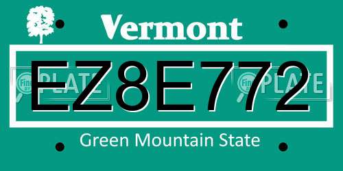 EZ8E772 Vermont License Plate