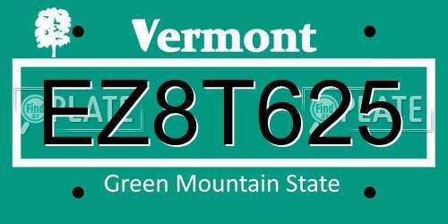 EZ8T625 Vermont License Plate