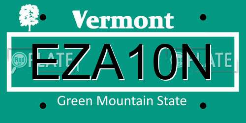 EZA10N Vermont License Plate