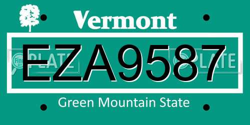 EZA9587 Vermont License Plate