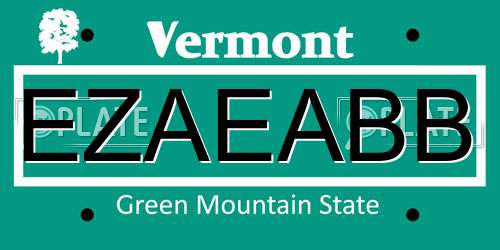 EZAEABB Vermont License Plate