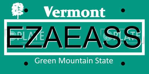 EZAEASS Vermont License Plate