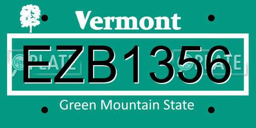 EZB1356 Vermont License Plate