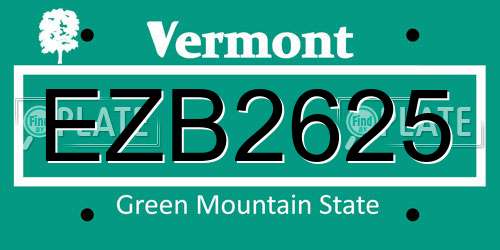 EZB2625 Vermont License Plate