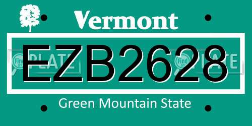 EZB2628 Vermont License Plate