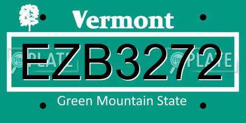 EZB3272 Vermont License Plate