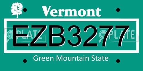 EZB3277 Vermont License Plate
