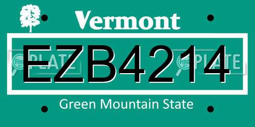 EZB4214 Vermont License Plate