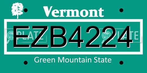 EZB4224 Vermont License Plate
