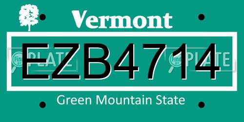 EZB4714 Vermont License Plate