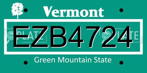 EZB4724 Vermont License Plate