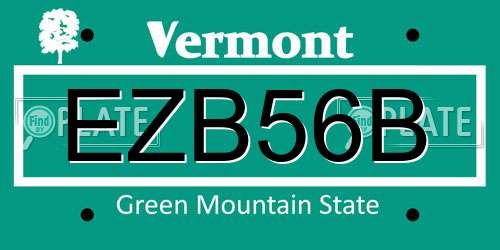 EZB56B Vermont License Plate