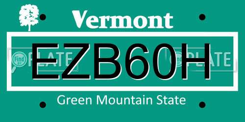 EZB60H Vermont License Plate
