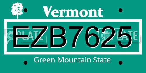 EZB7625 Vermont License Plate