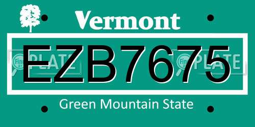 EZB7675 Vermont License Plate