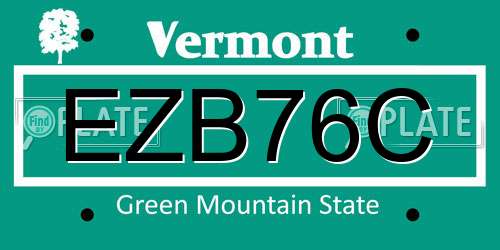 EZB76C Vermont License Plate