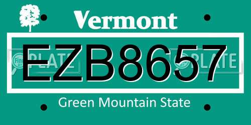 EZB8657 Vermont License Plate