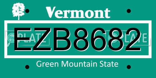 EZB8682 Vermont License Plate