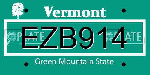 EZB914 Vermont License Plate