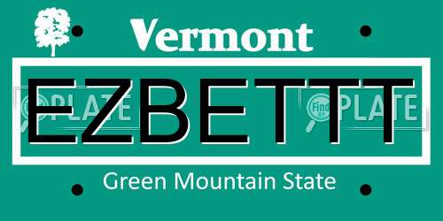 EZBETTT Vermont License Plate
