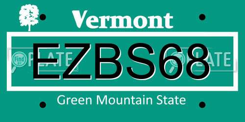 EZBS68 Vermont License Plate