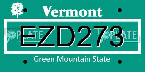 EZD273 Vermont License Plate