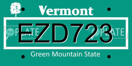 EZD723 Vermont License Plate