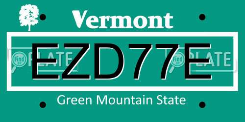 EZD77E Vermont License Plate