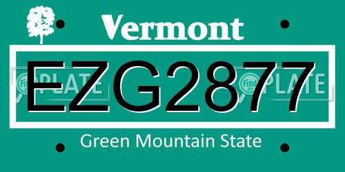 EZG2877 Vermont License Plate