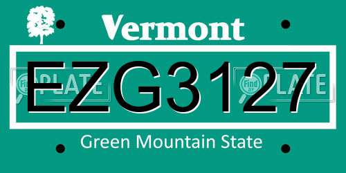 EZG3127 Vermont License Plate
