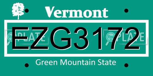 EZG3172 Vermont License Plate