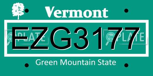 EZG3177 Vermont License Plate