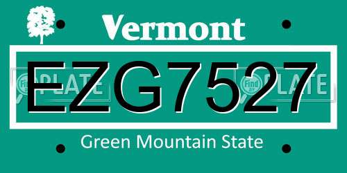 EZG7527 Vermont License Plate