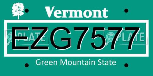 EZG7577 Vermont License Plate