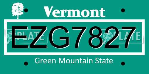 EZG7827 Vermont License Plate
