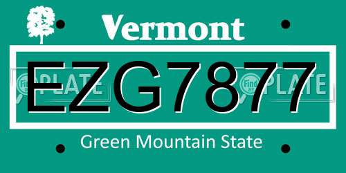 EZG7877 Vermont License Plate