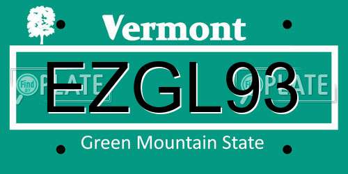 EZGL93 Vermont License Plate