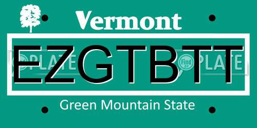 EZGTBTT Vermont License Plate