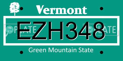 EZH348 Vermont License Plate