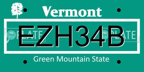EZH34B Vermont License Plate