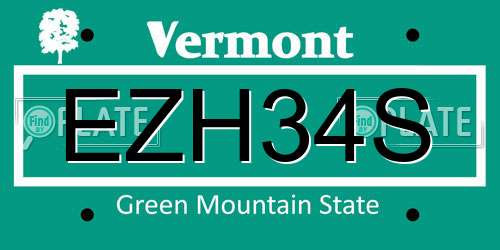EZH34S Vermont License Plate